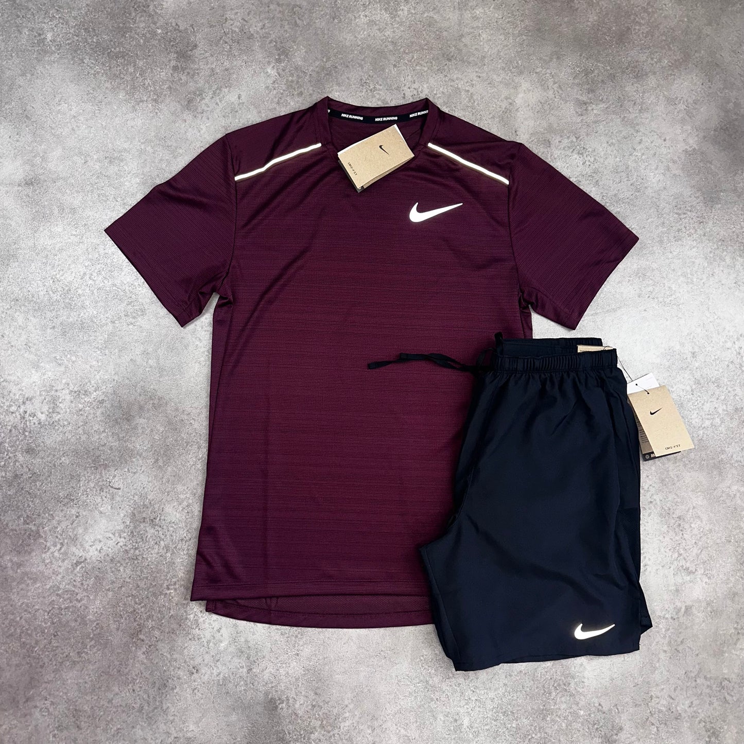 Nike Miler Beetroot & Challenger Shorts Black