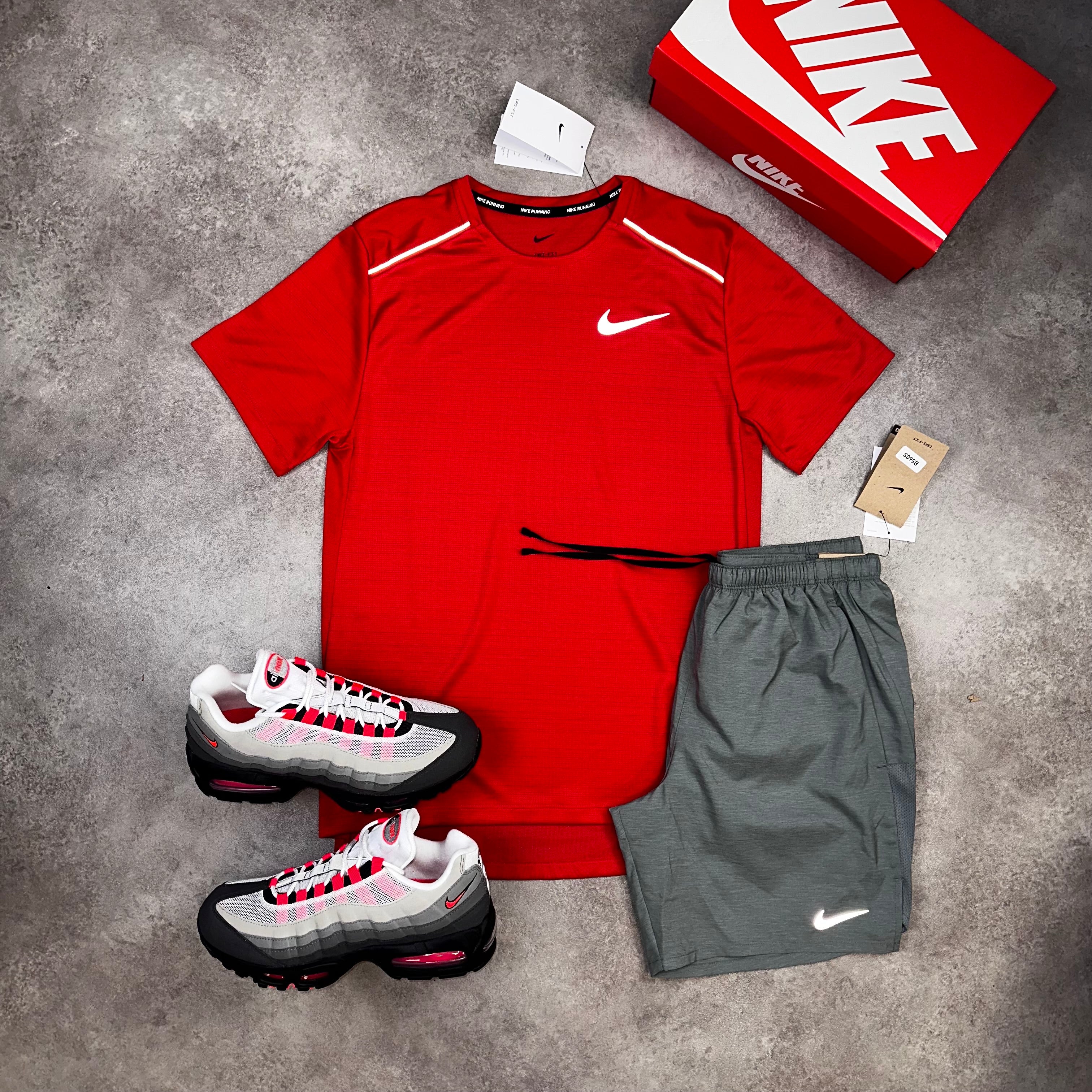Nike Miler University Red & Challenger Grey front view
