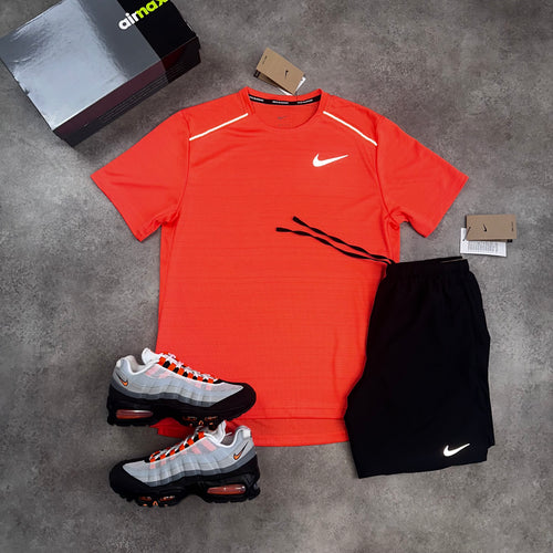 Nike Miler Wild Mango & Challenger Shorts Black front view