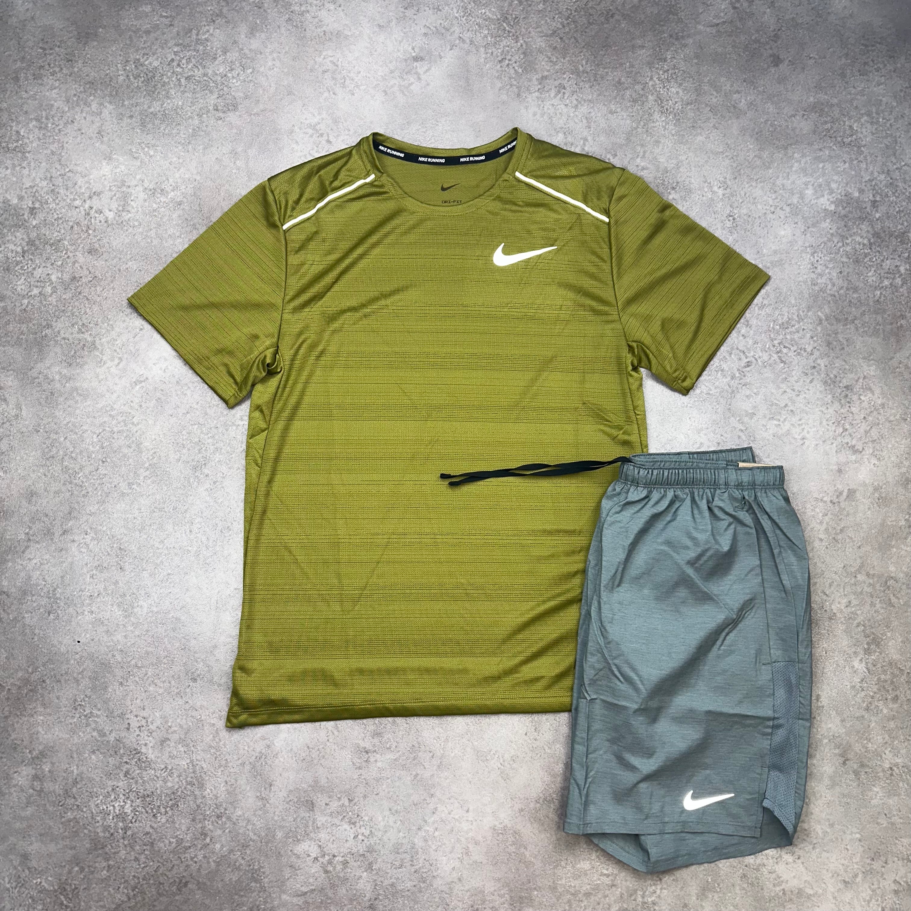 Nike Miler Page Moss & Challenger Shorts Grey front view