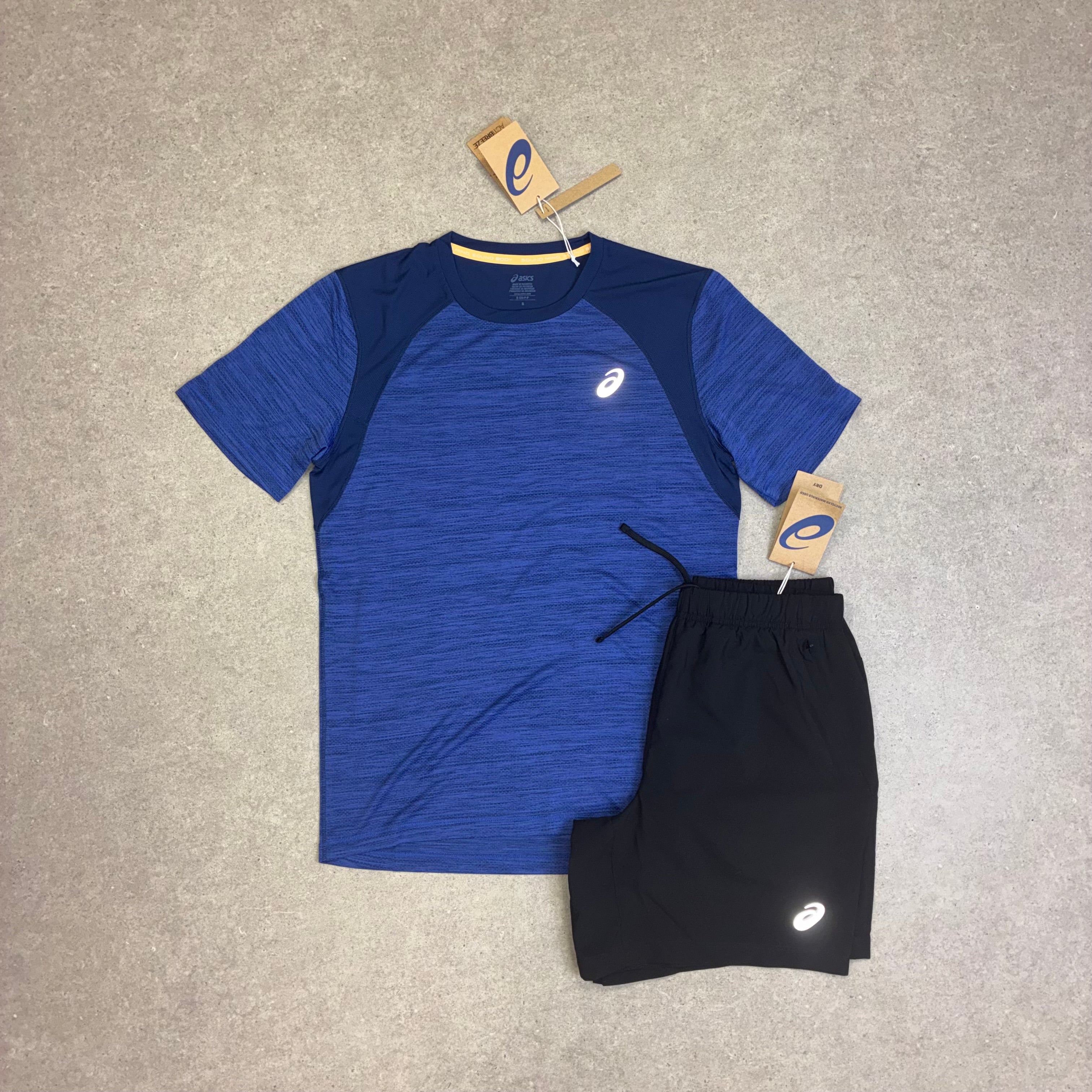 ASICS Road SS Top Dark Cobalt & Sport Run Shorts Black