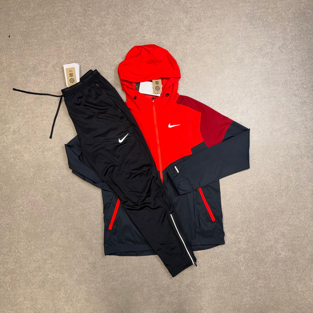Nike Windbreaker & Phenom 2-Piece Running Set – Black / Light Crimson / Tough Red