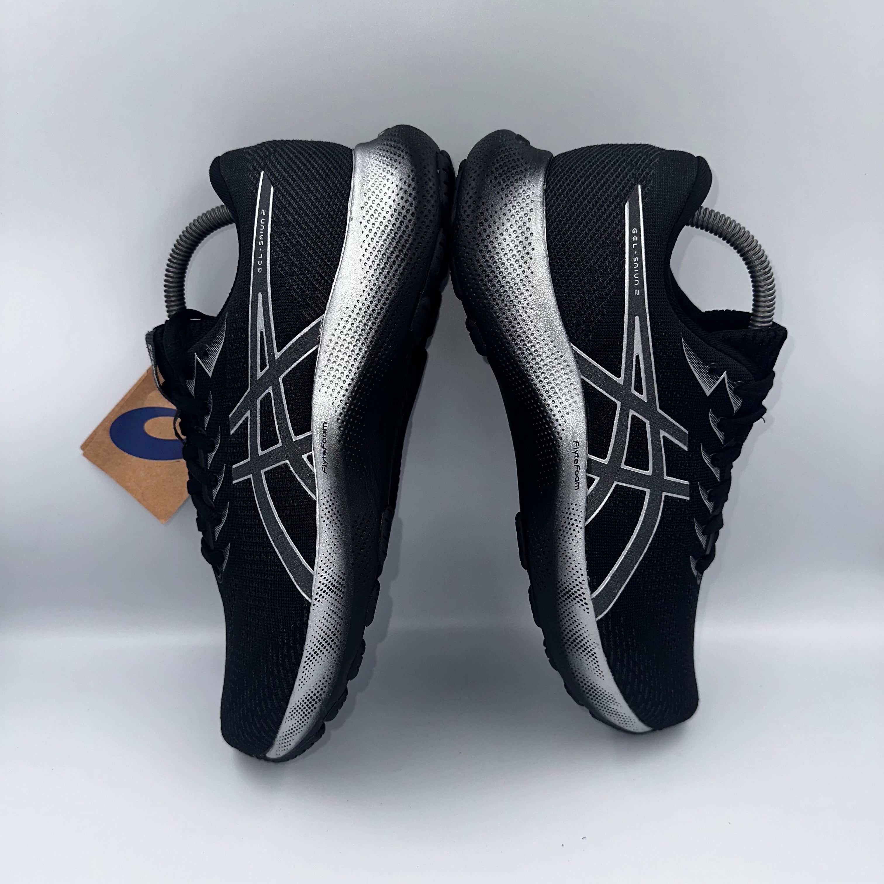 ASICS Gel-Saiun 2 Black / Pure Silver three-quarter front angle