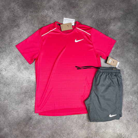 Nike Miler Aster Pink & Challenger Shorts Grey