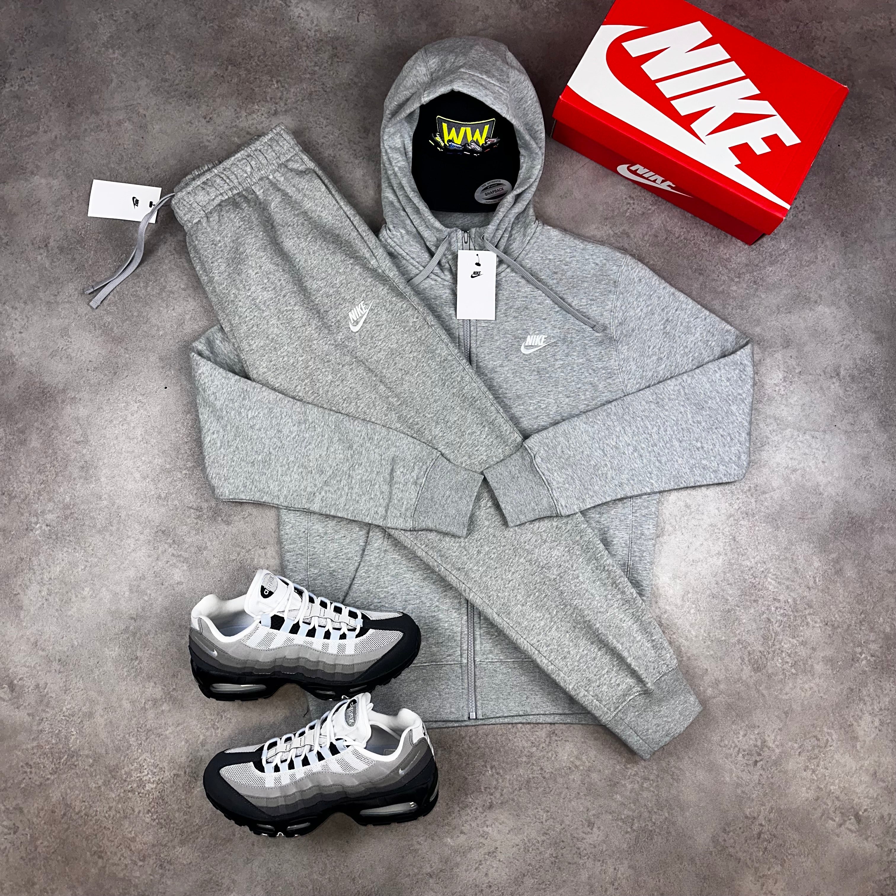 grey nike club fleece tracksuit