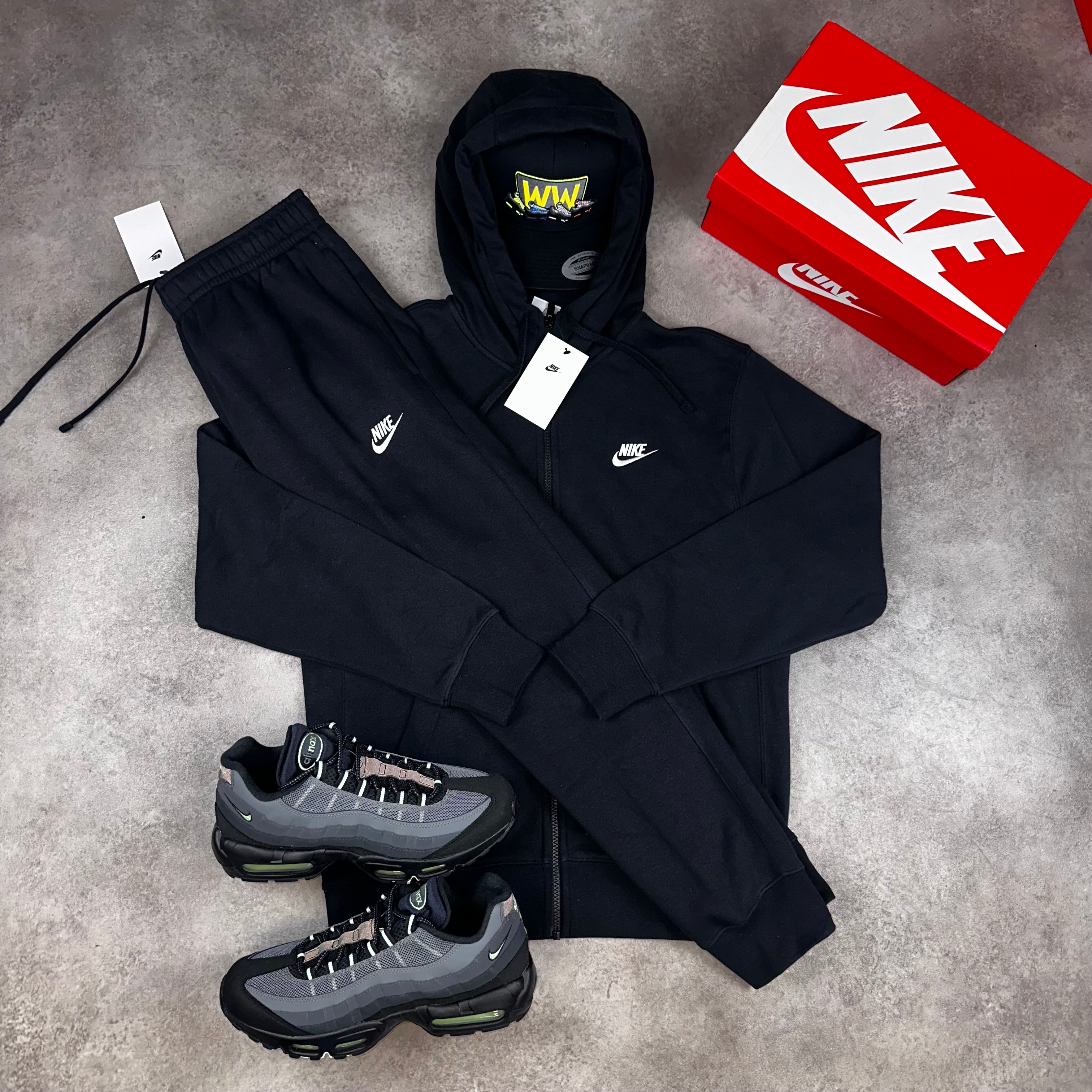 Nike Sportswear Club Fleece Tracksuit Black front view