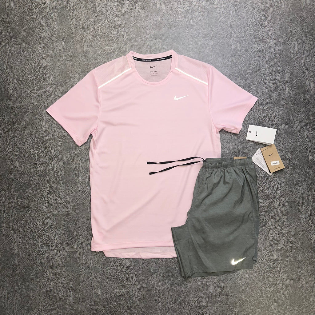 Nike Miler Pink Foam & Challenger Shorts Grey