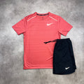 Nike Miler Abode Red & Challenger Shorts Black front view
