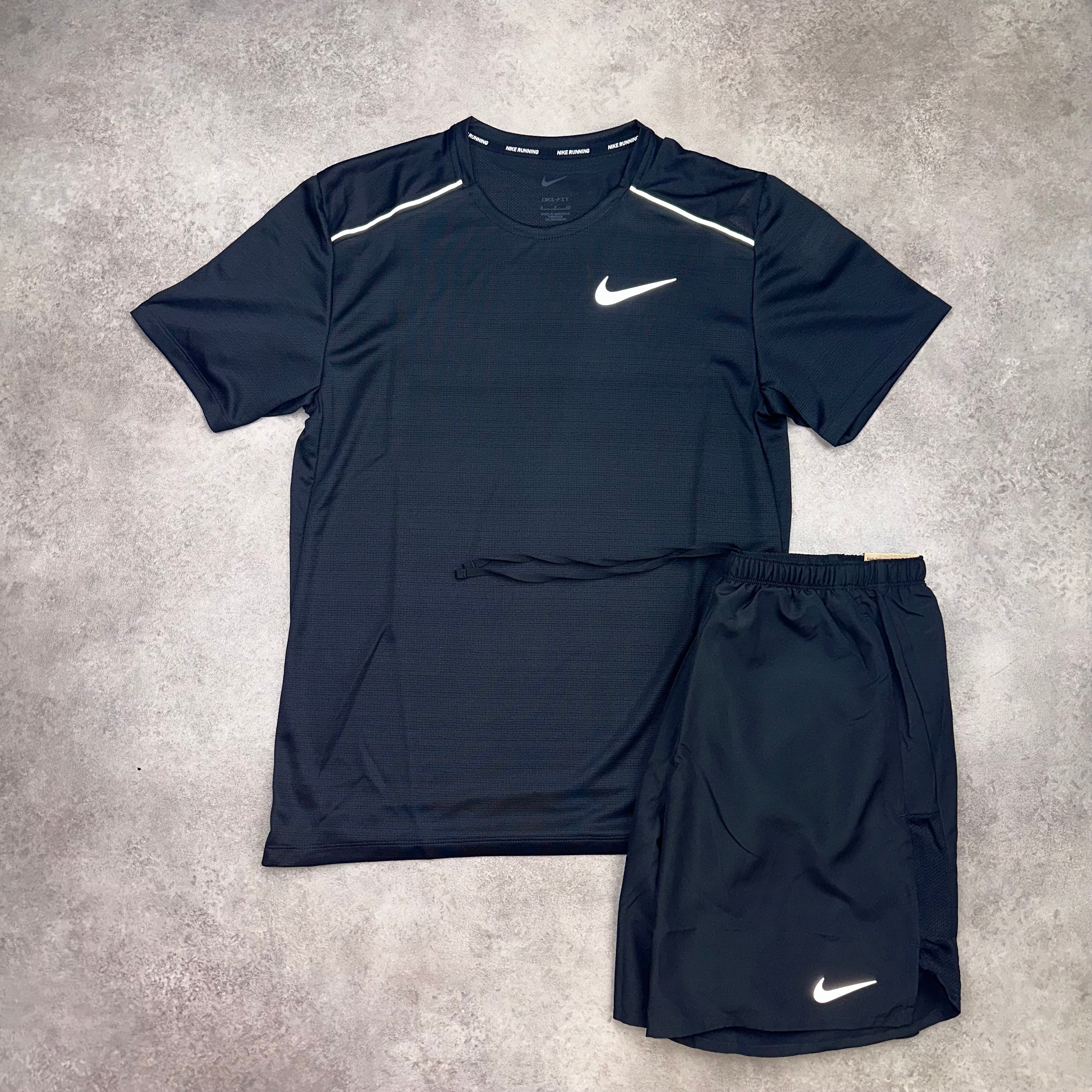 Nike Miler & Challenger Shorts Black front view