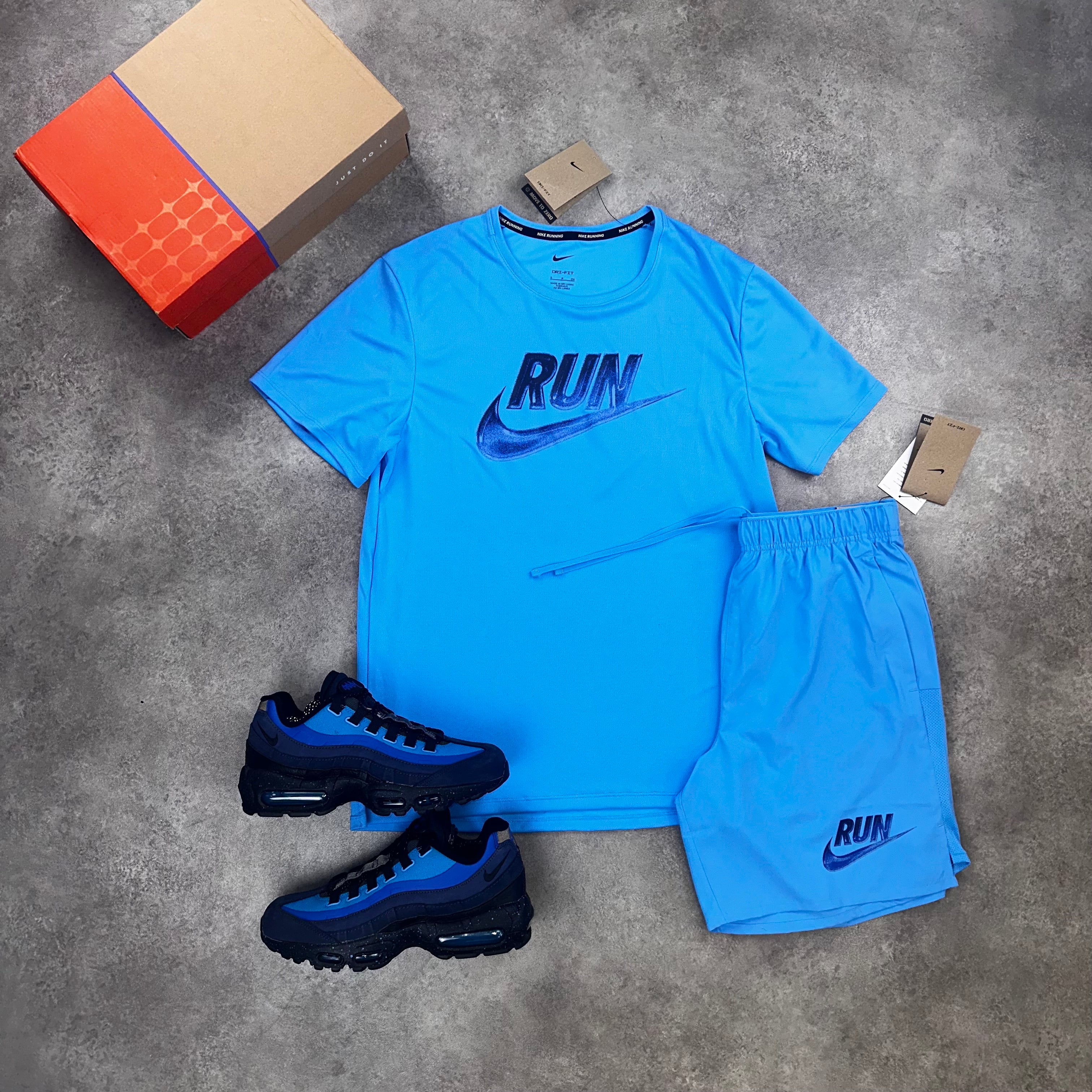 Nike Miler Run Energy & Challenger Shorts University Blue front view