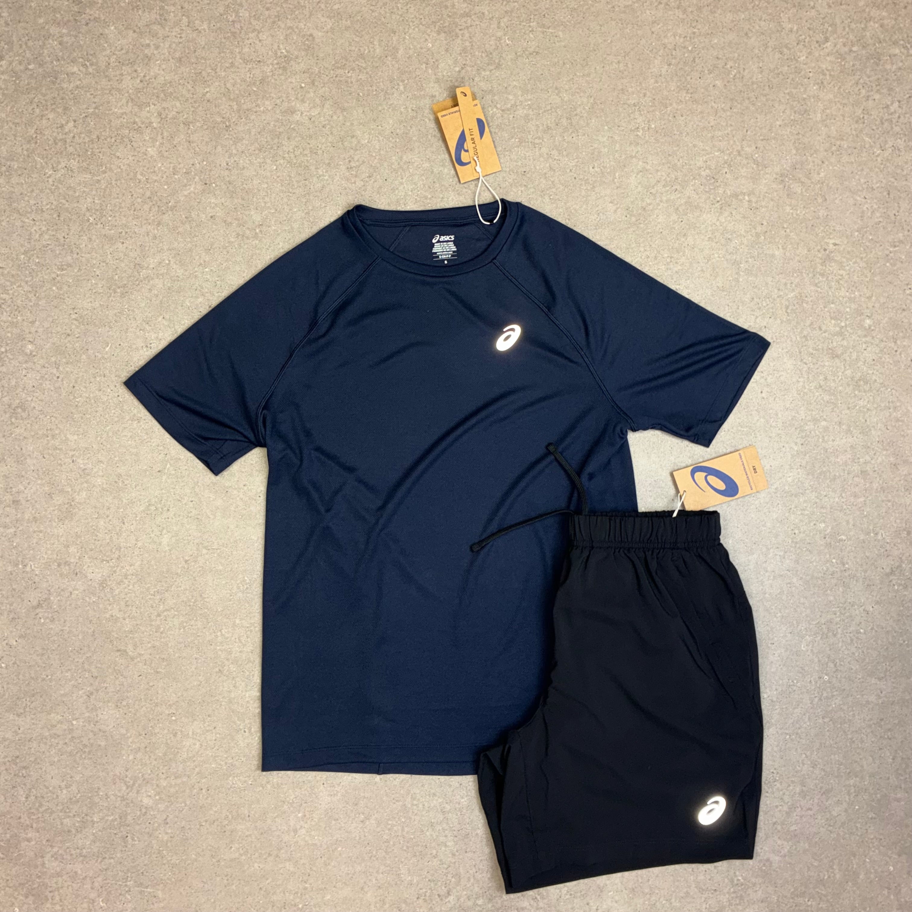 ASICS Sport Run Top Midnight Navy & Shorts Black