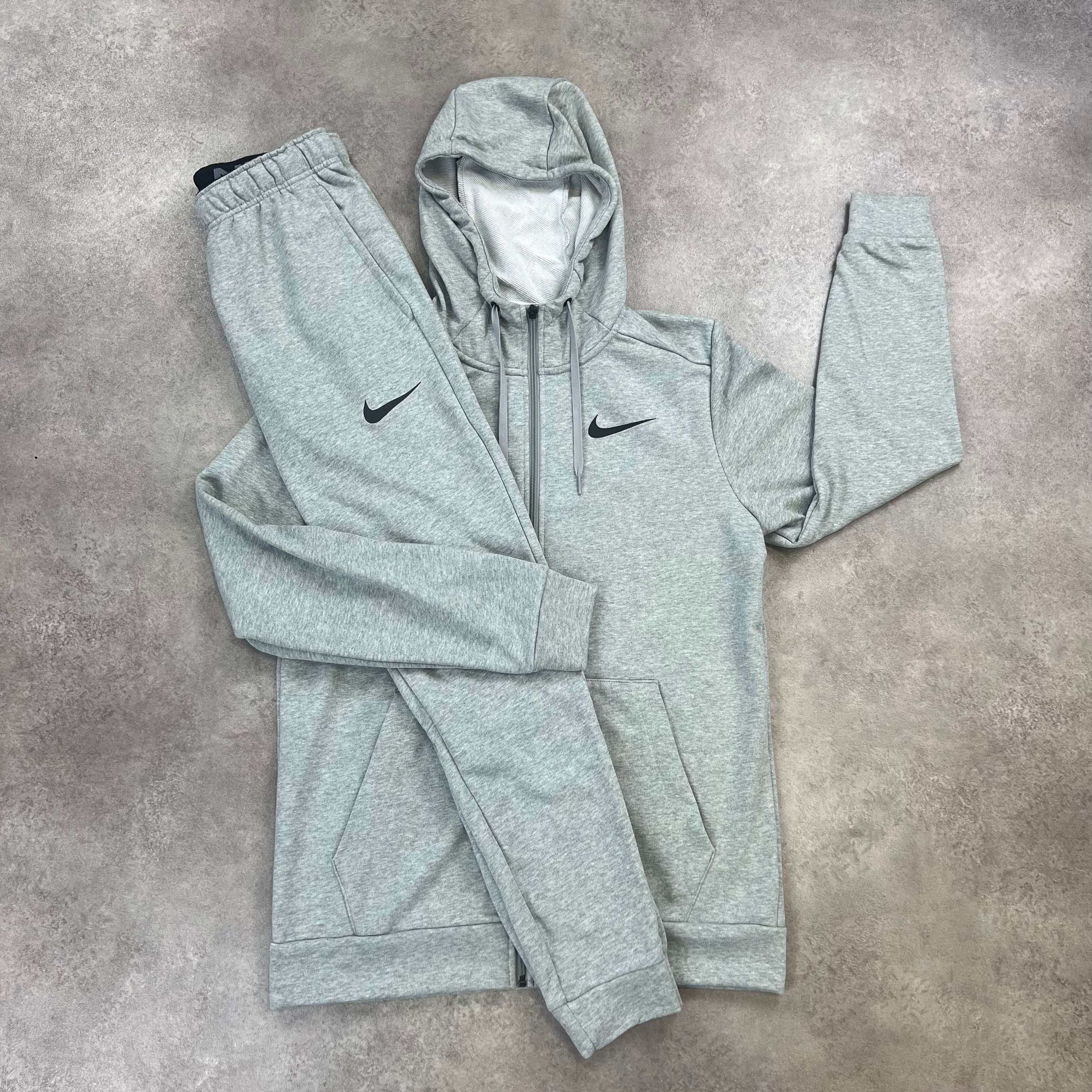 Nike Fleece Tracksuit Grey front view