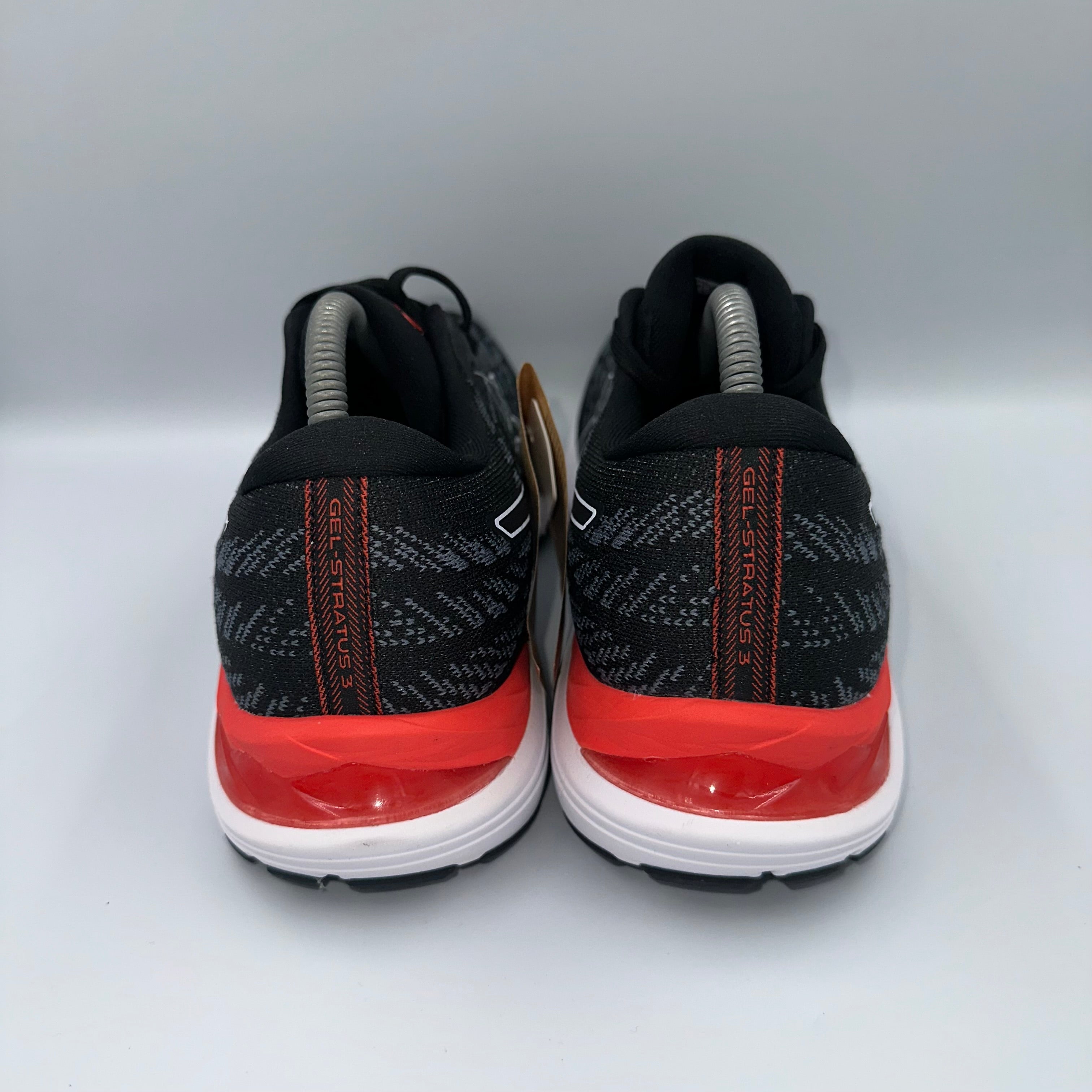 ASICS Gel-Stratus 3 Knit Black / White / Red outsole view Various Sizes