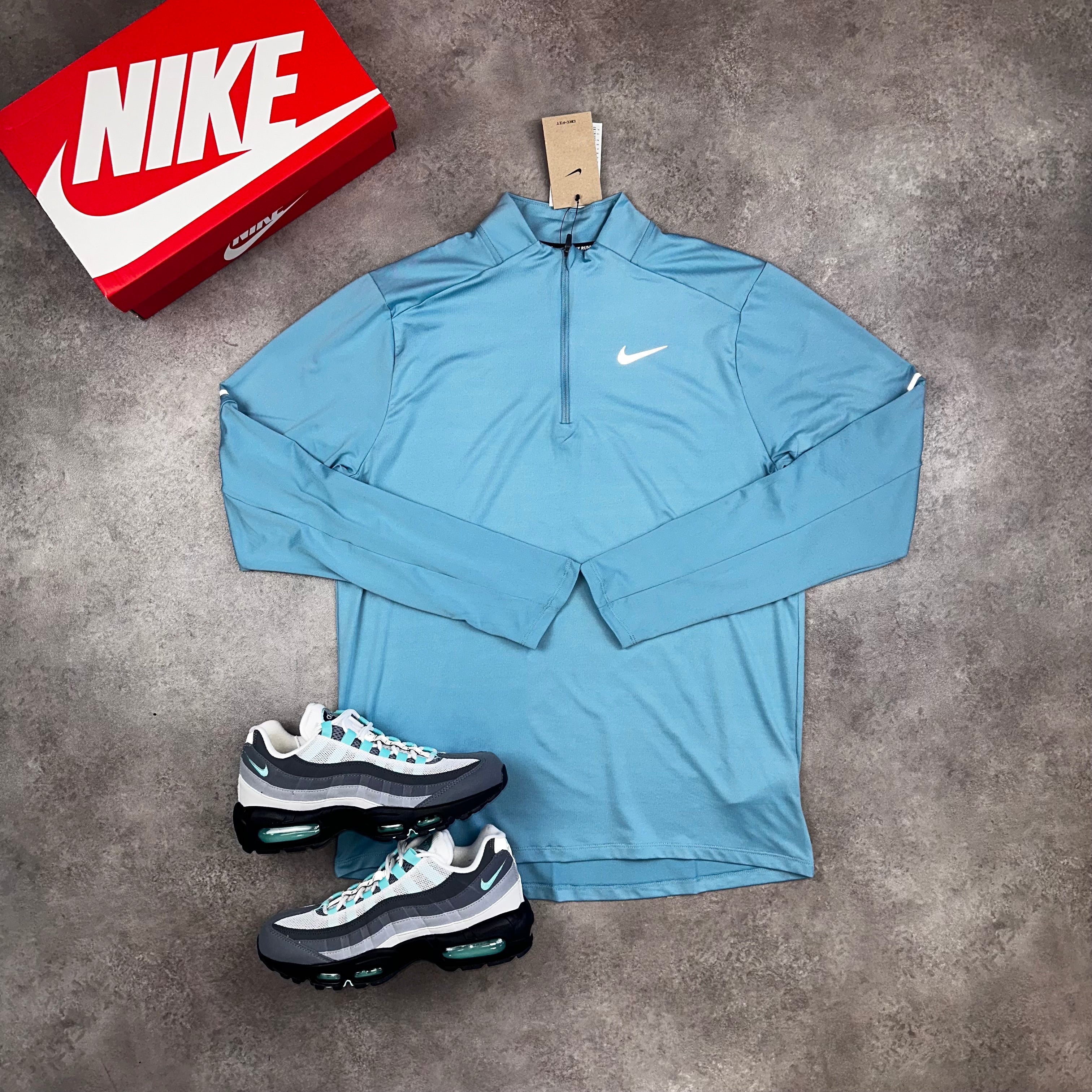 Nike Half Zip Denim Turqoise front view