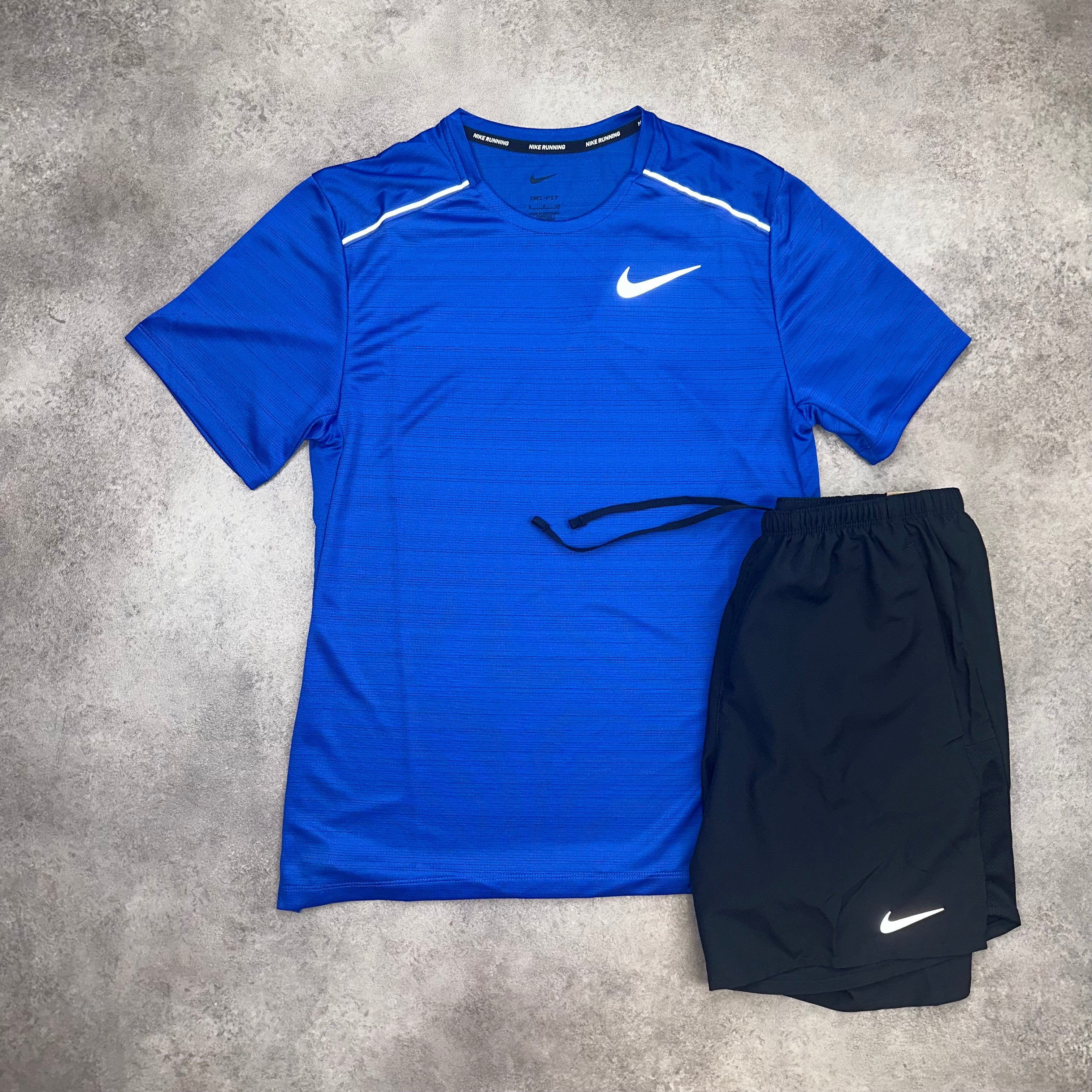 Nike Miler Royal Blue & Challenger Shorts Black back view