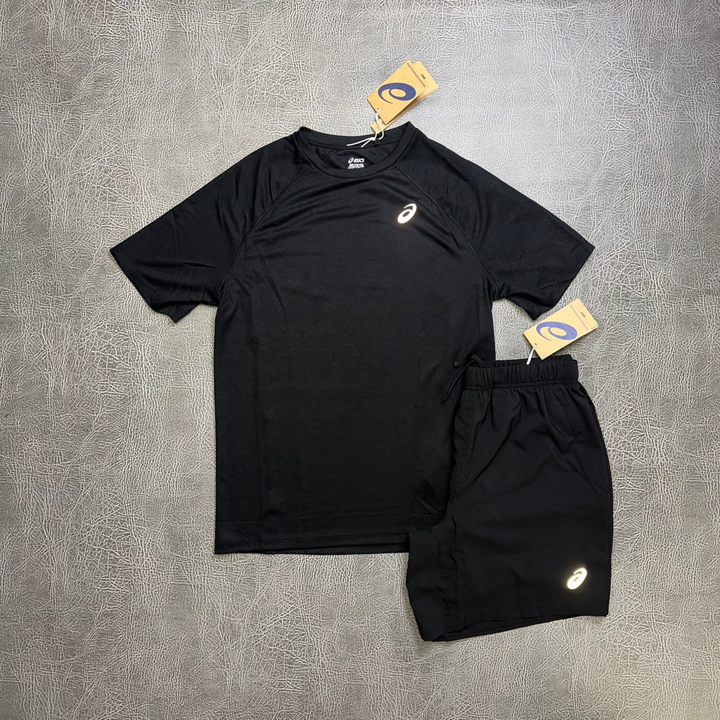ASIC Sport Run Top & Shorts Black