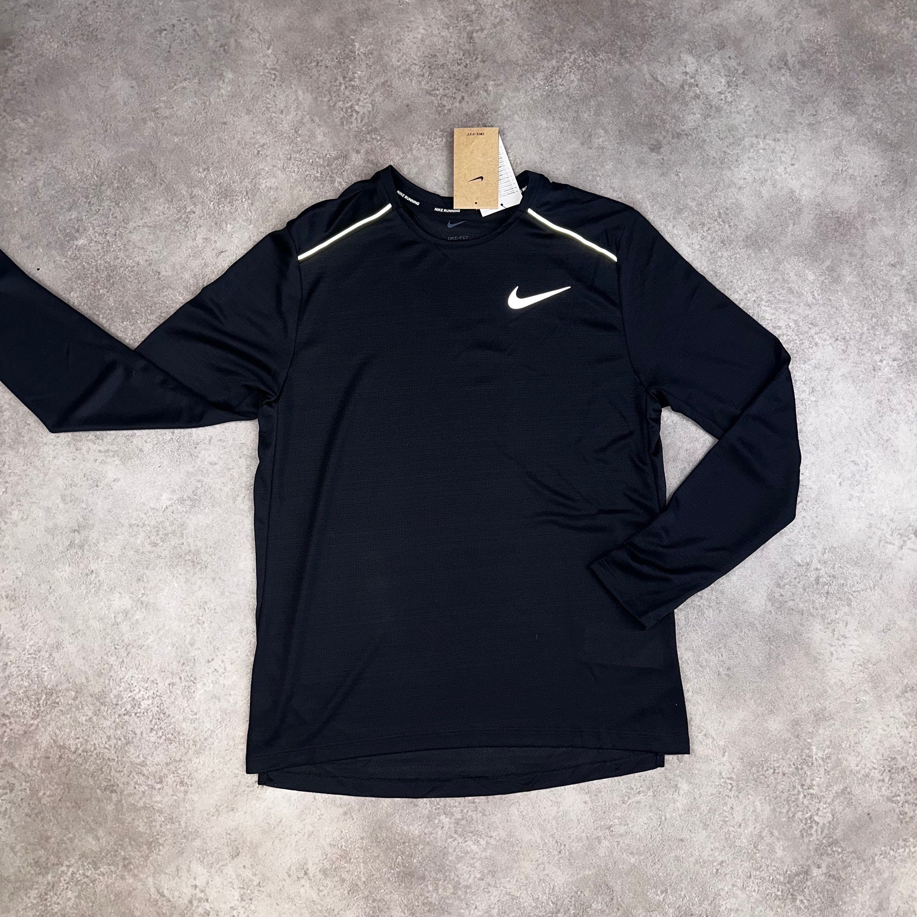 Nike Miler Black Long Sleeve front view