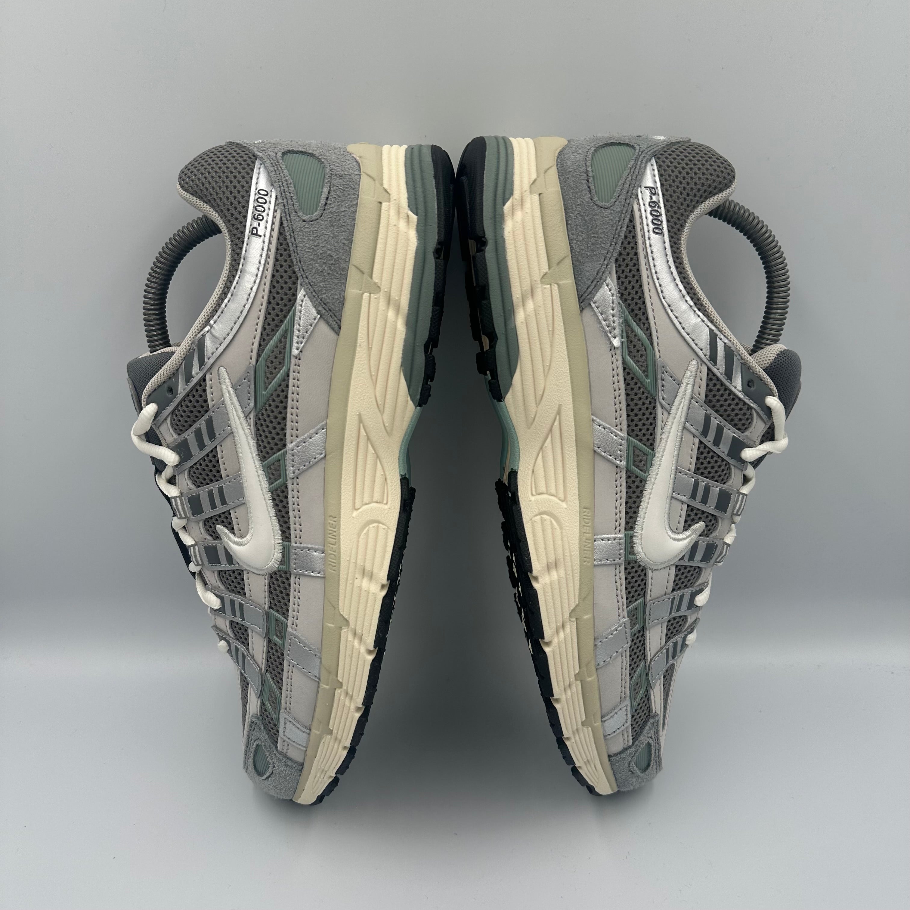 Nike P-6000 Flat Pewter / White-LT Iron Ore three-quarter front angle