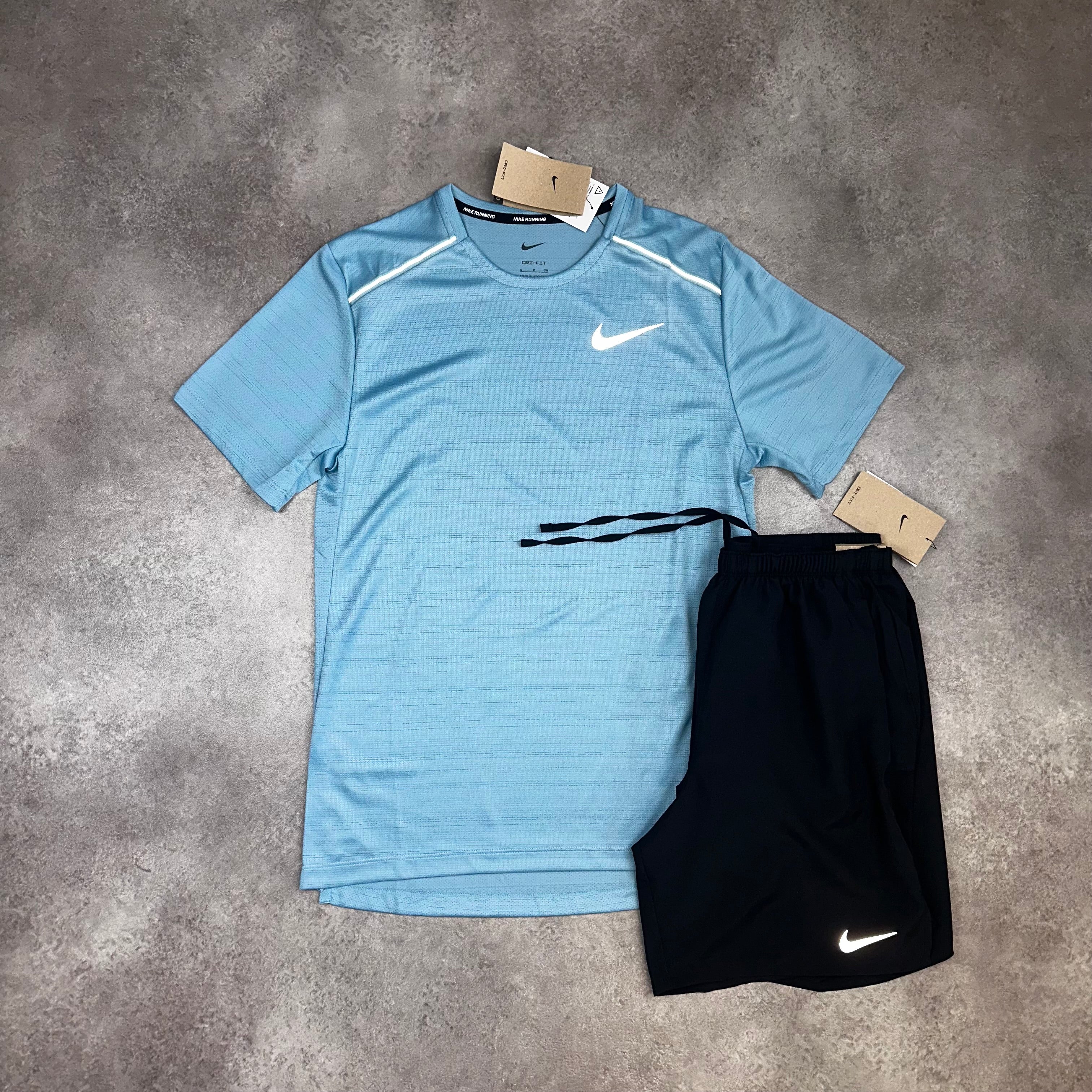 Nike Miler Worn Blue & Challenger Shorts Black back view