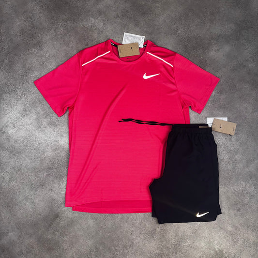 Nike Miler Aster Pink & Challenger Shorts Black