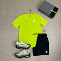 ASICS Core SS Top Neon Lime & Sport Run Shorts Black