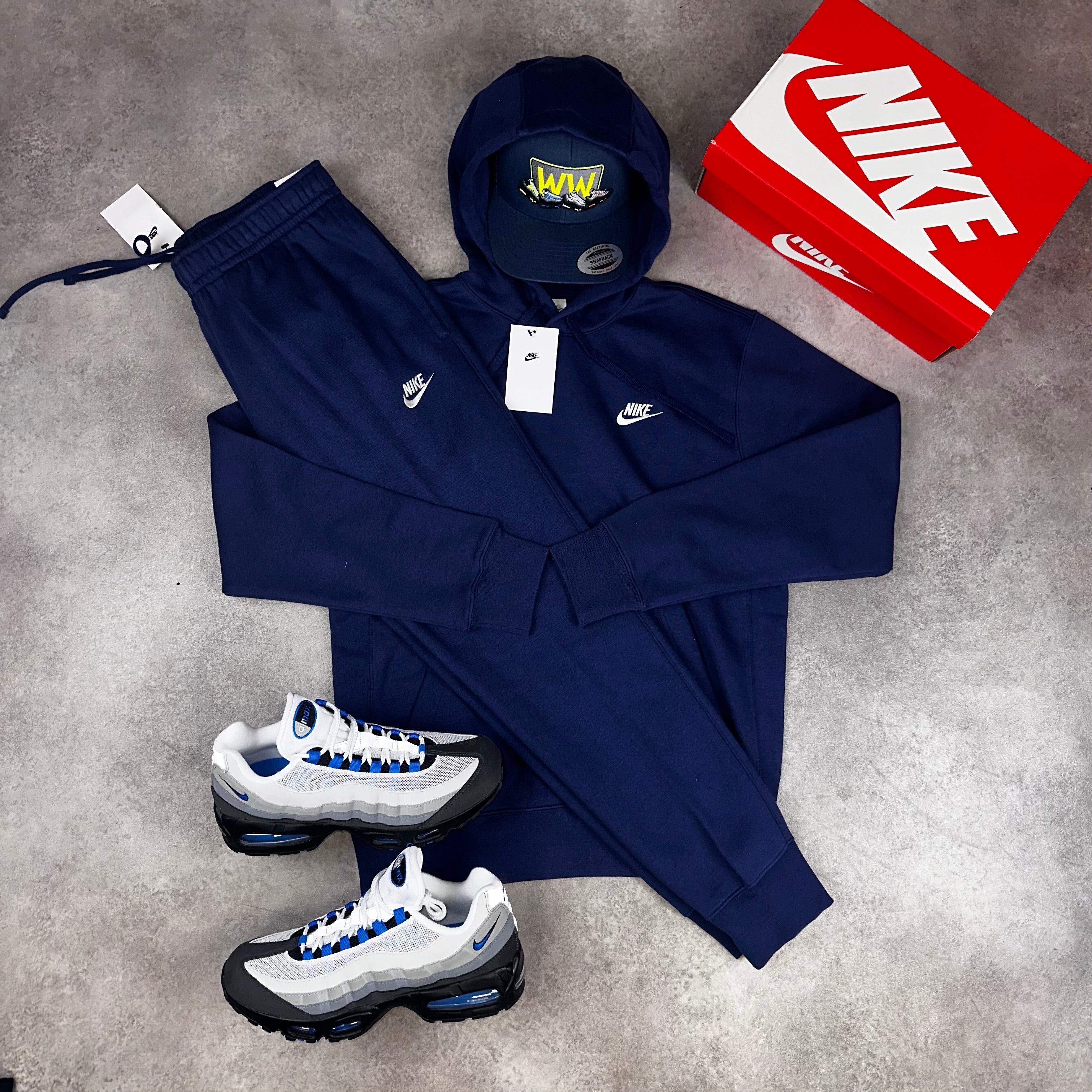 nike club fleece tracksuit navy