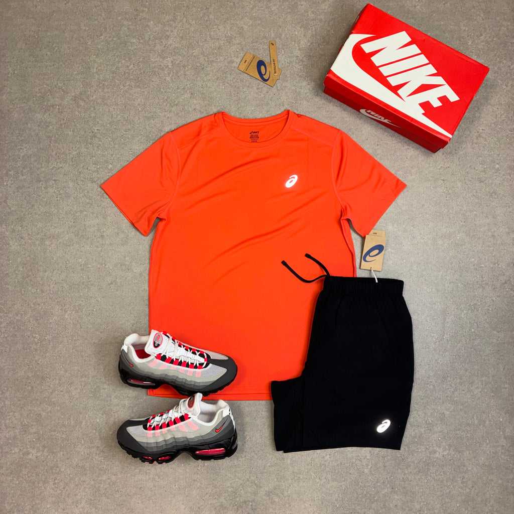 ASICS Core SS Top Coral Reef & Sport Run Shorts Black