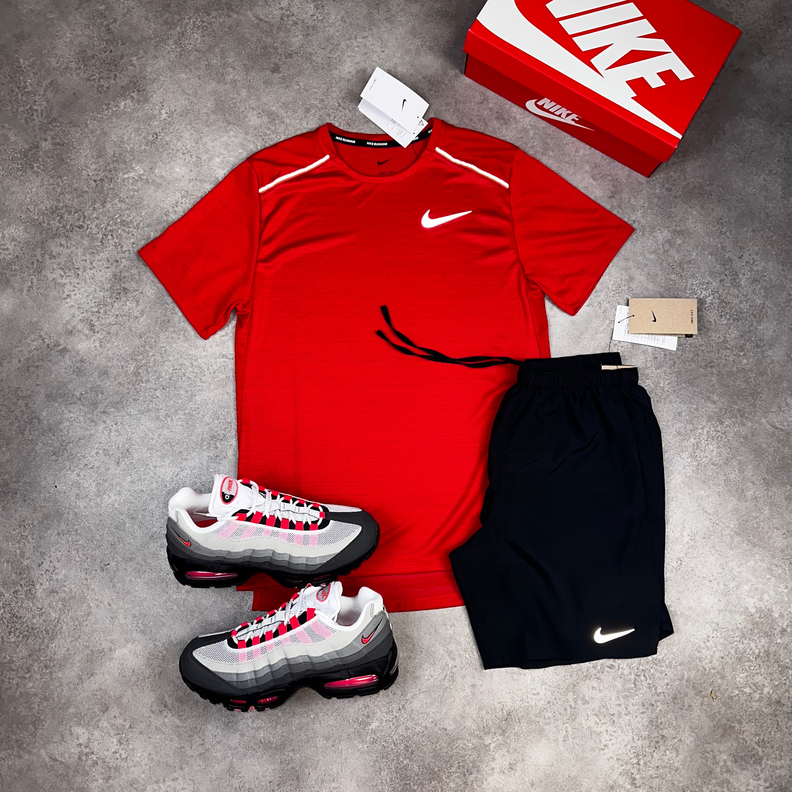 Nike Miler University Red & Challenger Black front view