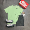 Nike Graphic Miler Vapour Green & Challenger Shorts Iron Grey
