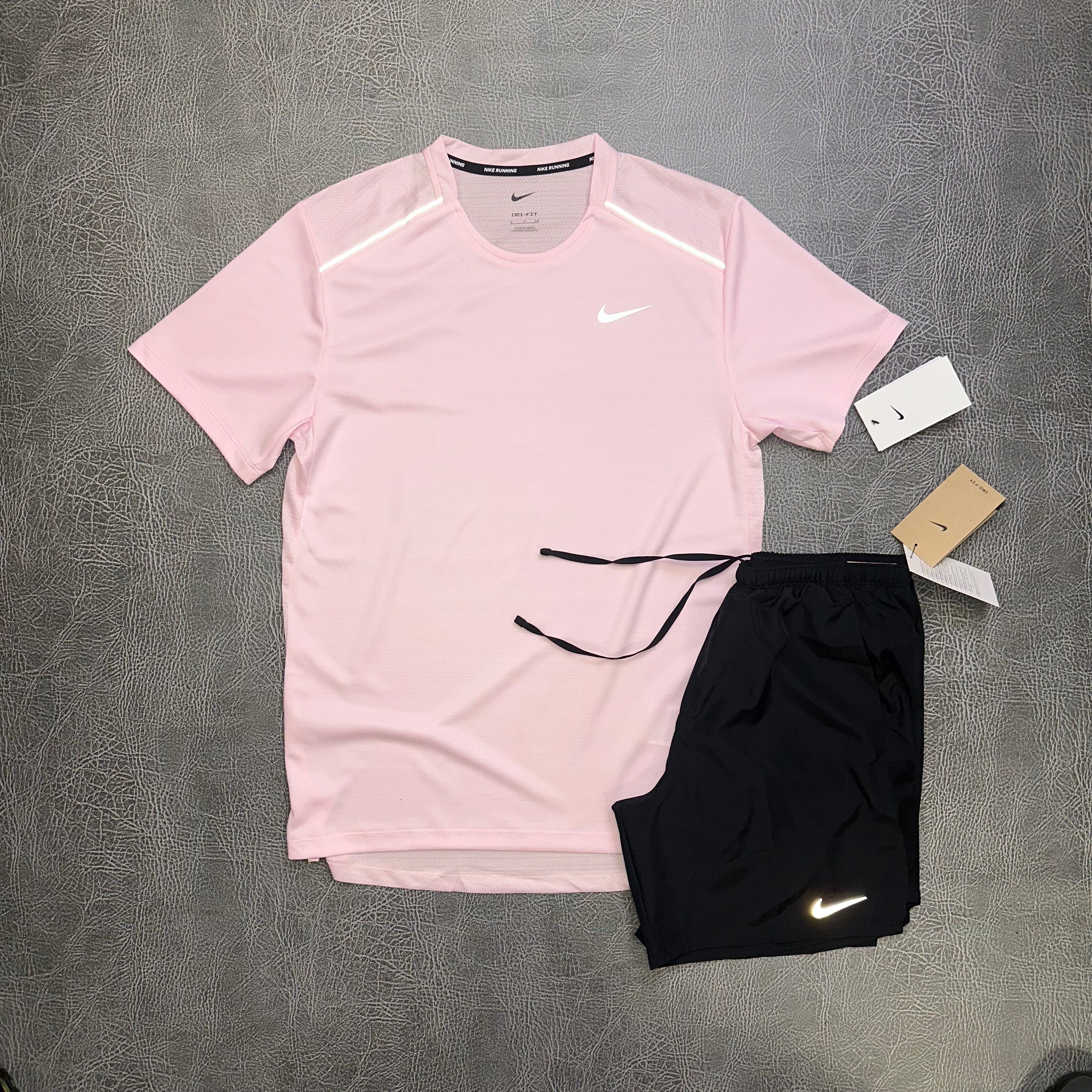 Nike Miler Pink Foam & Challenger Shorts Black