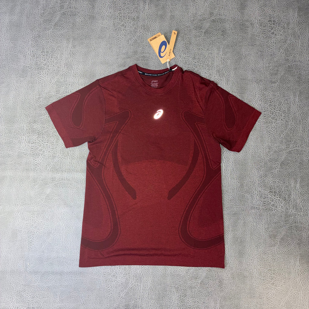 ASICS Road Seamless T-shirt & Sport Run Shorts Dark Red Planet