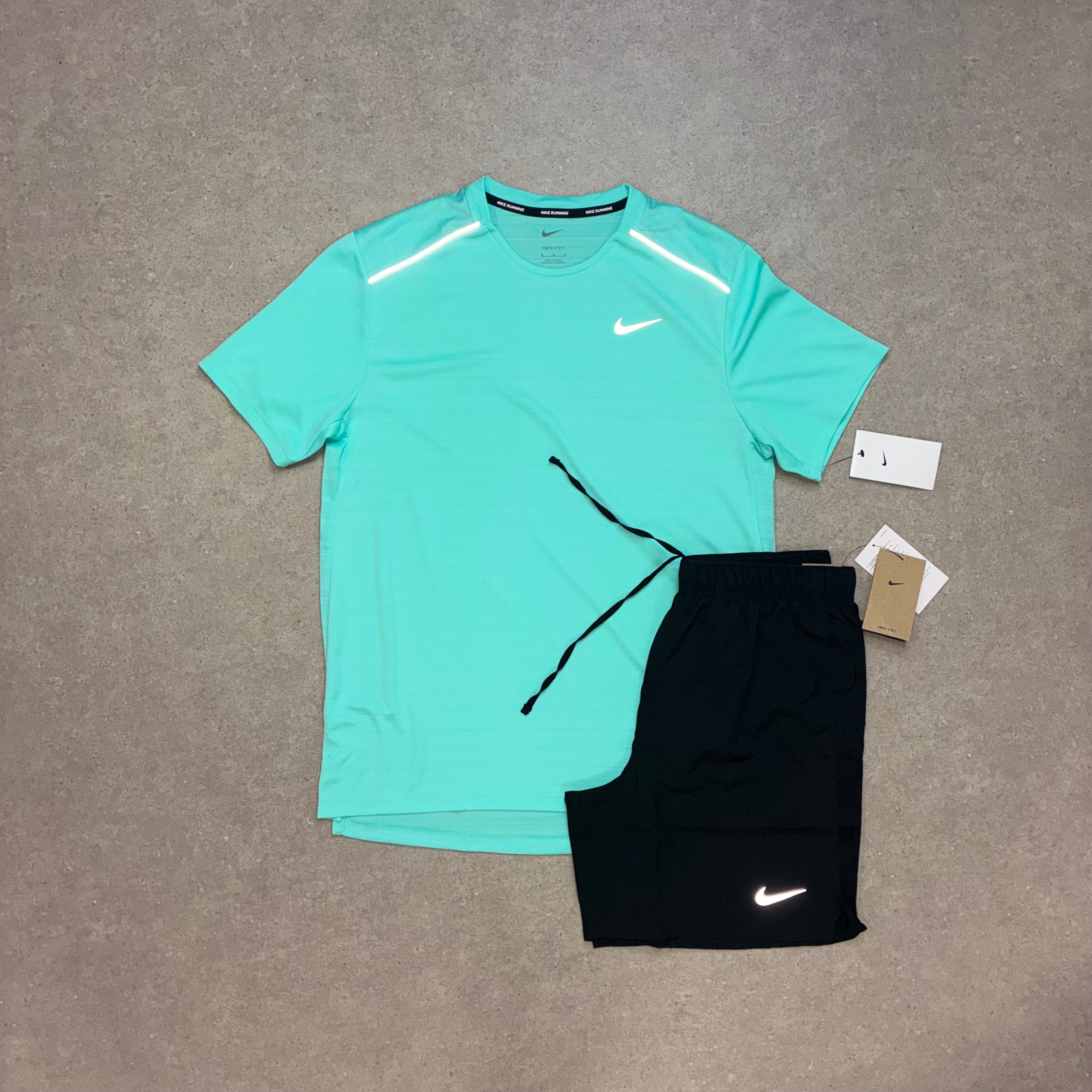Nike Miler Hyper Turquoise & Challenger Shorts Black