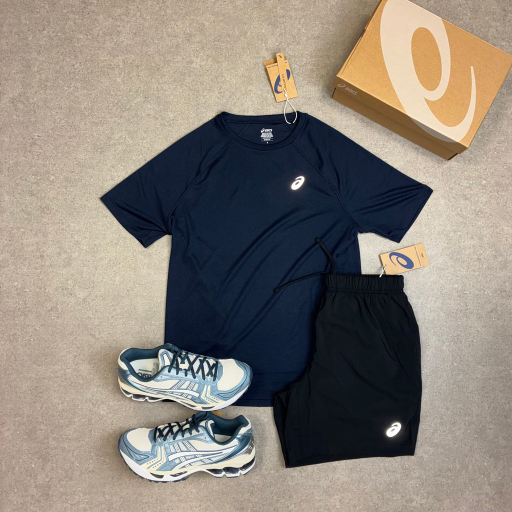 ASICS Sport Run Top Midnight Navy & Shorts Black