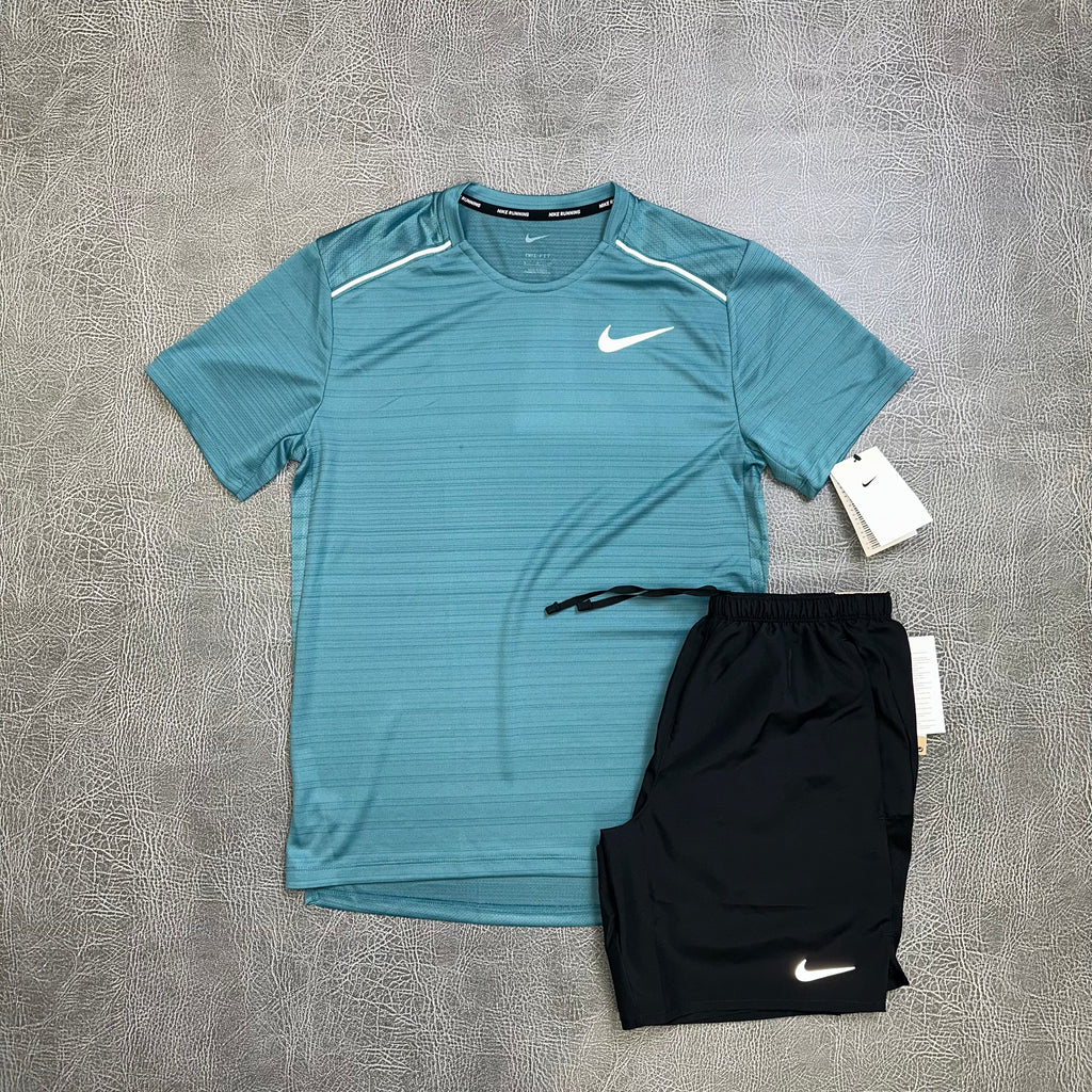 Nike Miler Mineral Teal & Challenger Black back view All Sizes