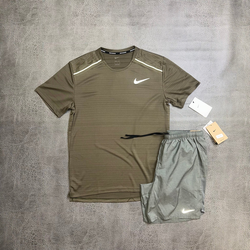 Nike Miler Medium Olive & Challenger Shorts Grey