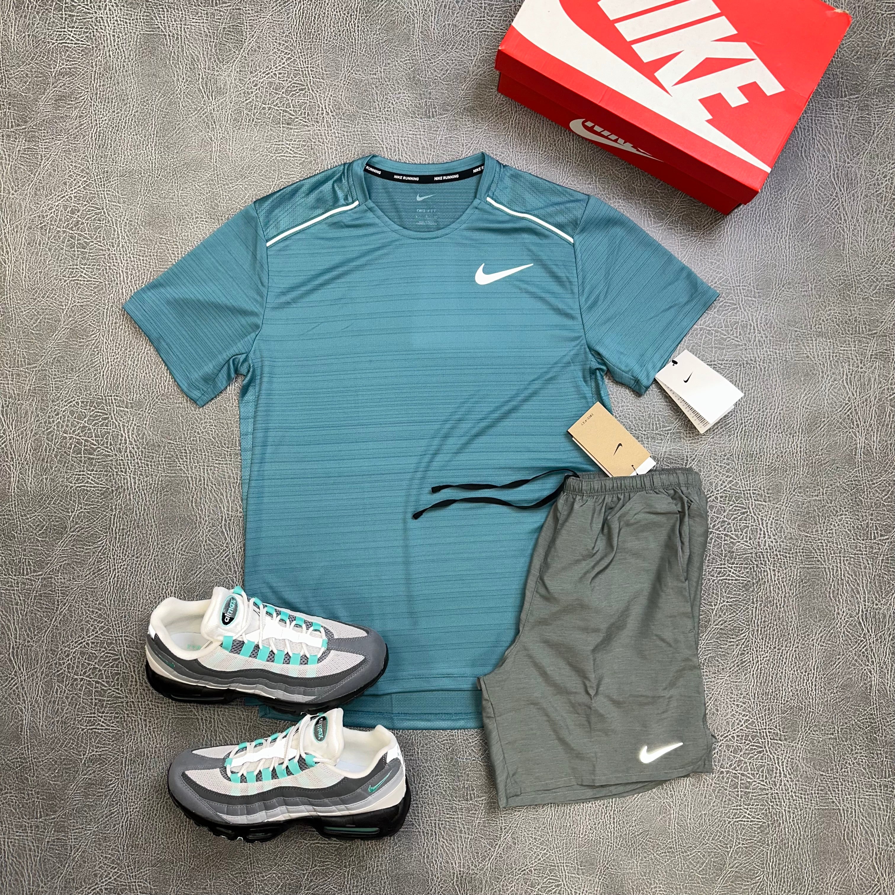 Nike Miler Mineral Teal & Challenger Grey FZ4782-379 front view All Sizes