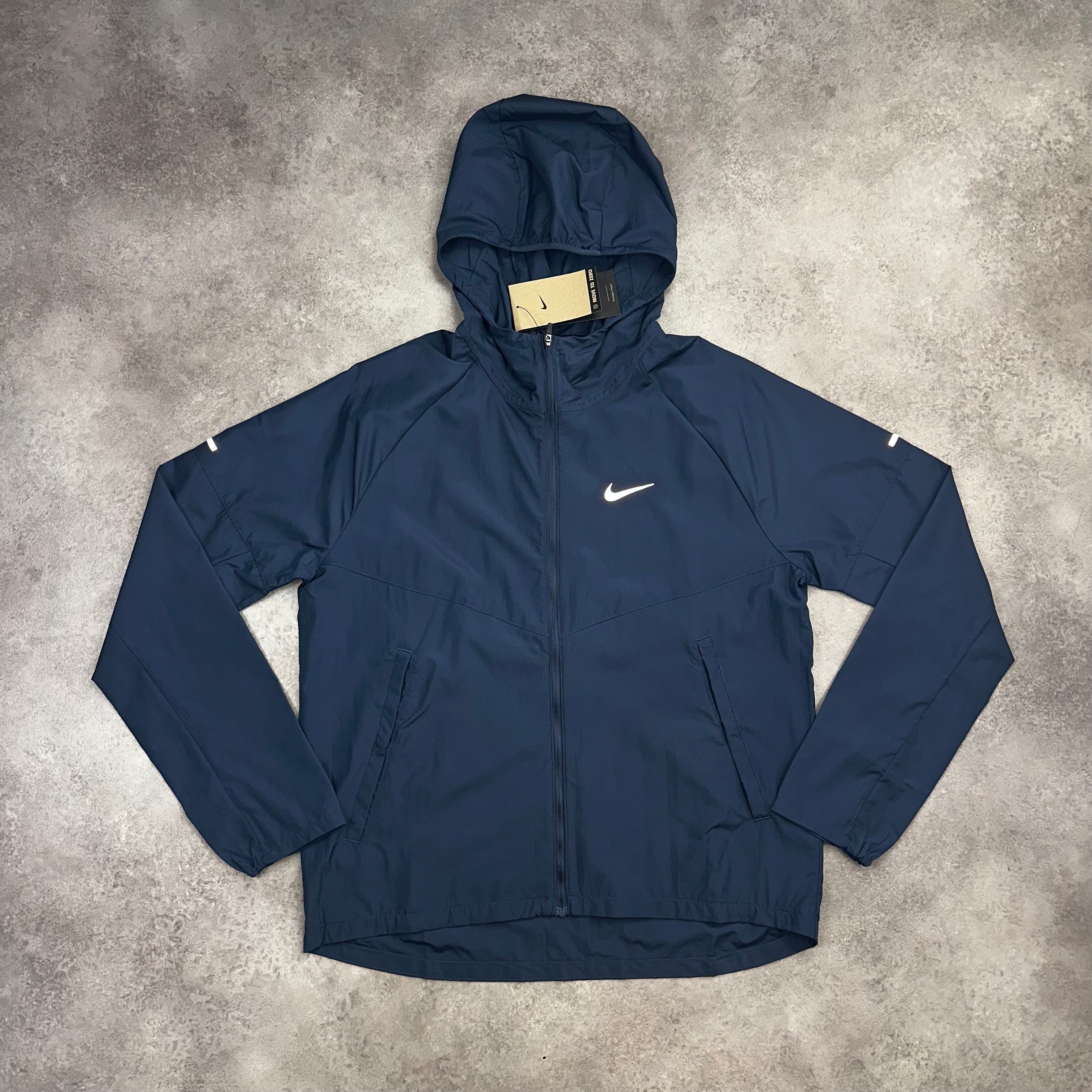 Nike Miler Repel Navy Running Jacket back view