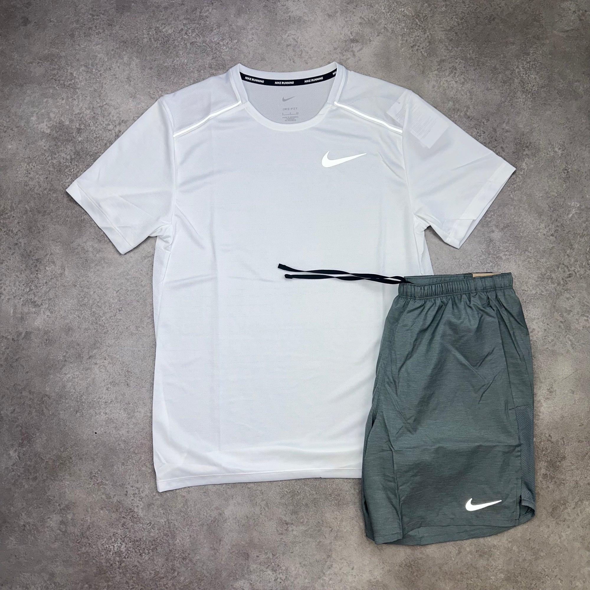Nike Miler White & Challenger Shorts Grey