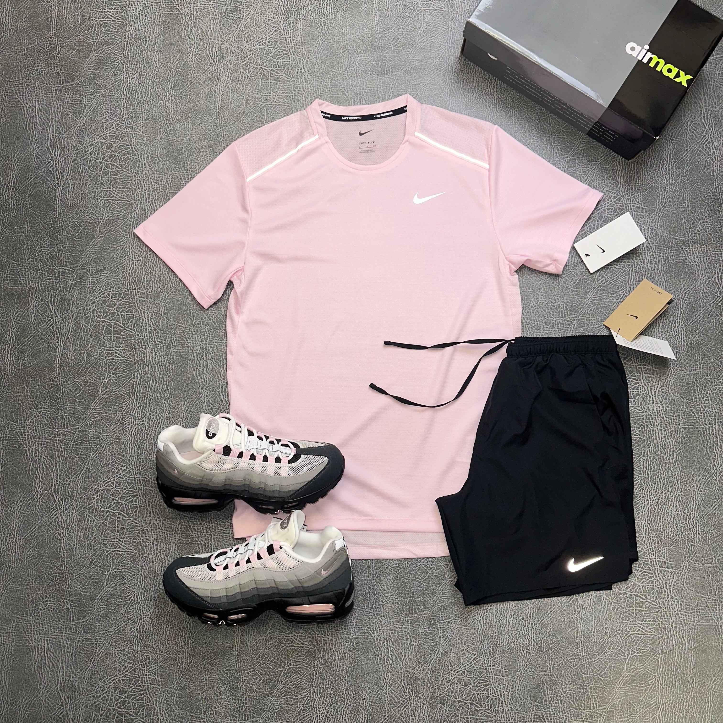Nike Miler Pink Foam & Challenger Shorts Black