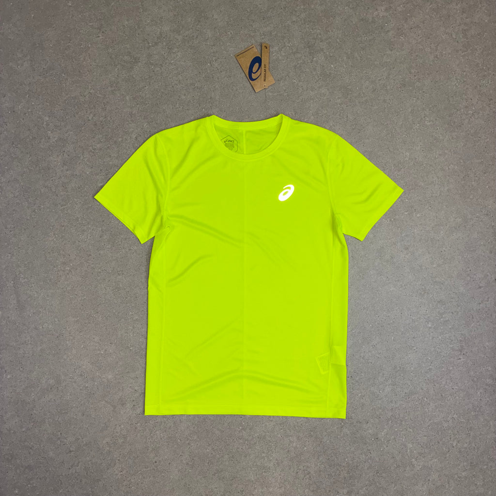 ASICS Core SS Top Safety Yellow & Sport Run Shorts Black