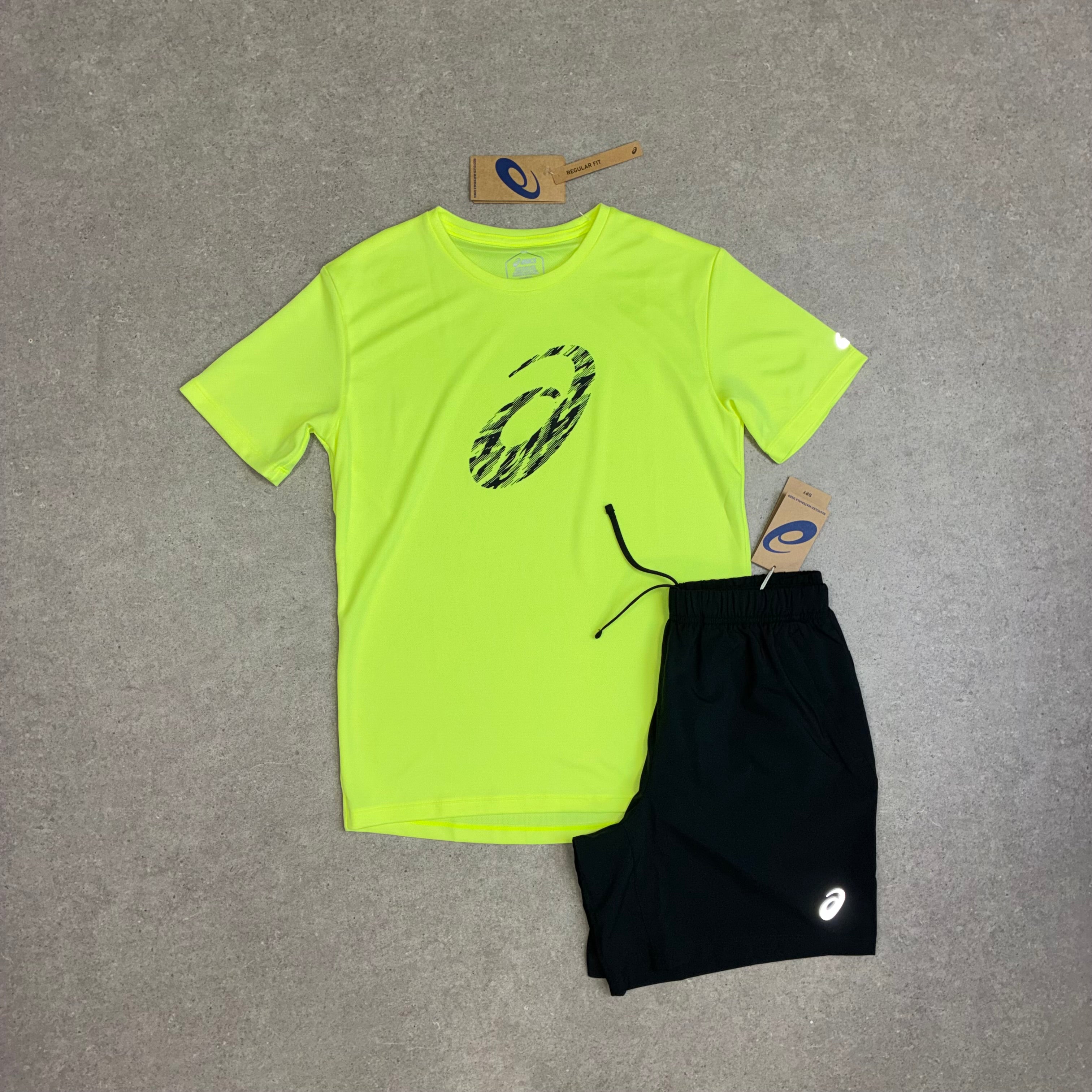 ASICS Sport GPX SS T-Shirt Safety Yellow  & Shorts Black