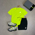 ASICS Core SS Top Safety Yellow & Sport Run Shorts Black