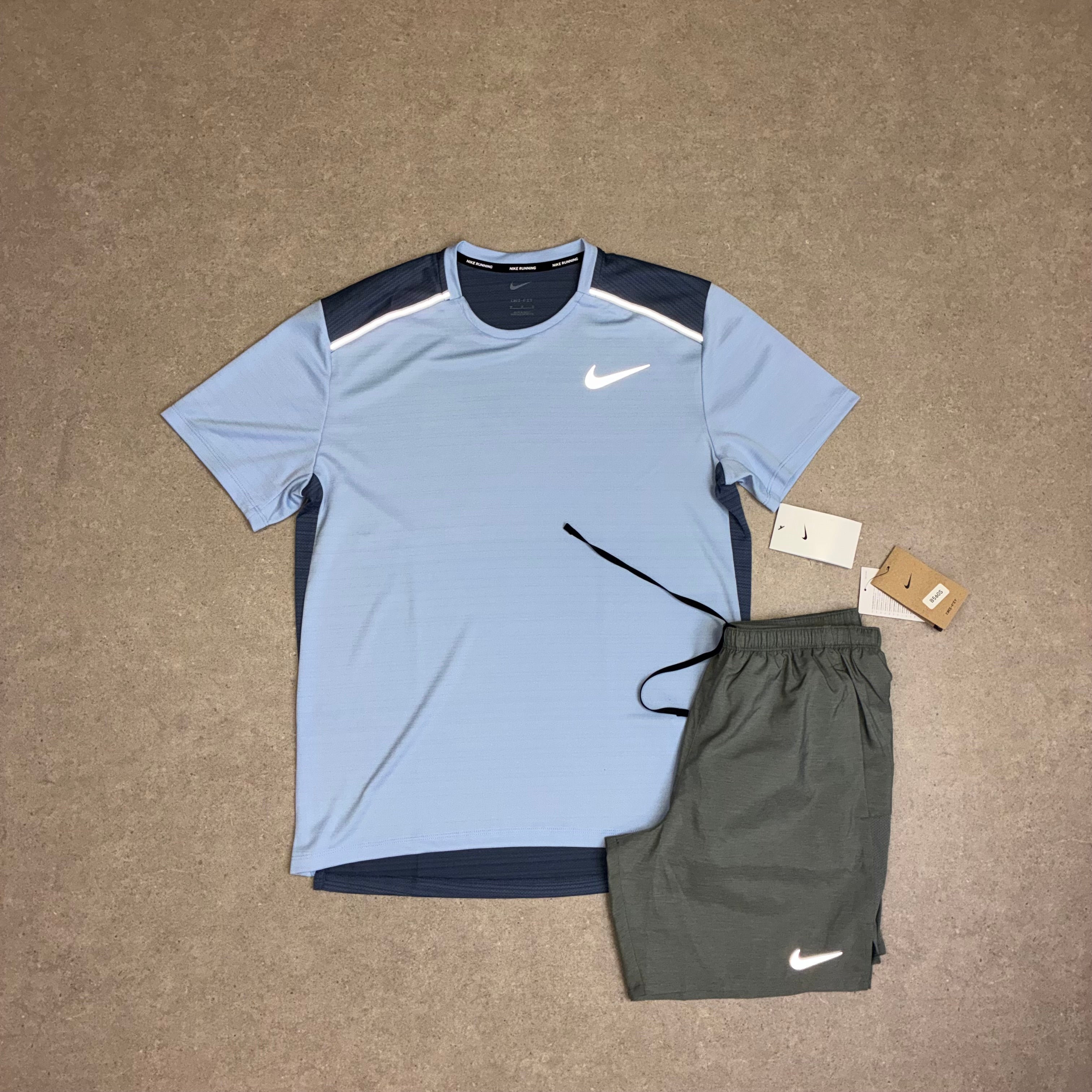 Nike Miler Set Cobalt Bliss / Diffused Blue & Challenger Shorts Grey