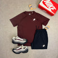 ASICS Sport Run Dark Red Planet & Shorts Black